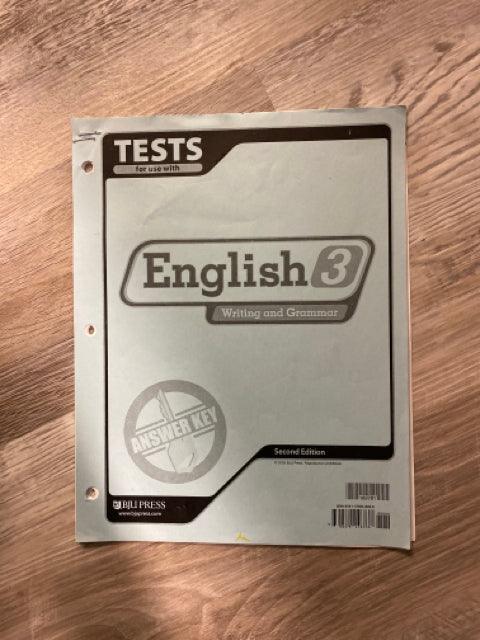 BJU English 3 Tests Key 2nd Ed.