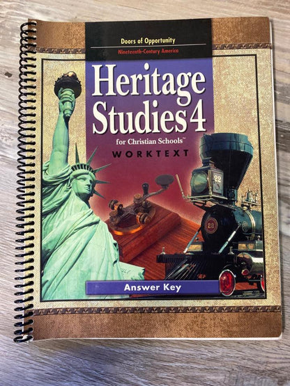 BJU Heritage Studies 4 Worktext Answer Key; First Edition — front cover